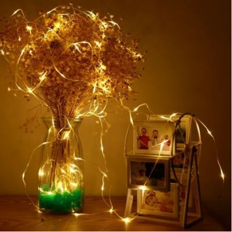 100 LEDs 10m Fairy Copper String Light DIY Shape 8 Modes with Remote Control (WARM WHITE)