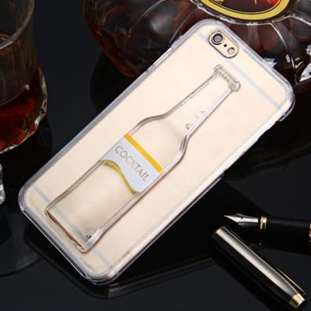 3D LIQUID FLOW COCKTAIL BOTTLE STYLE ANTI-SLIP BACK COVER CASE WITH TRANSPARENT FRAME FOR 