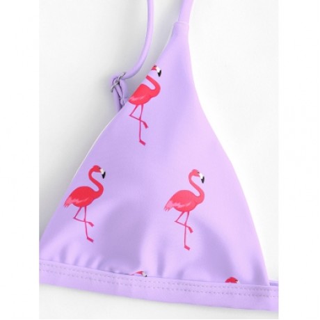 Flamingo Print High Leg Bikini Set (MAUVE)