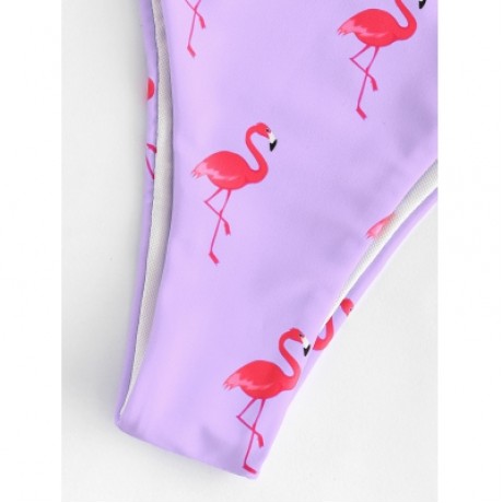 Flamingo Print High Leg Bikini Set (MAUVE)