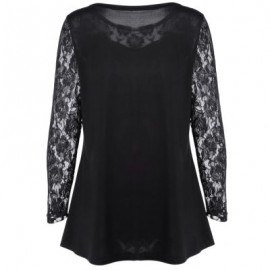 Round Collar Long Sleeve Spliced Lace Halloween Print Women T-shirt (CORAL BLUE)