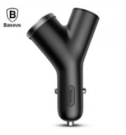 Baseus Y-shape Dual USB Car Charger with Cigarette Extended Port (BLACK)