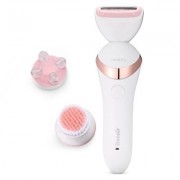 BRE650 Three-in-one Female Hair Remover Face Cleansing Electric Massager (PINK)
