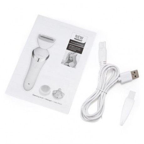 BRE650 Three-in-one Female Hair Remover Face Cleansing Electric Massager (PINK)