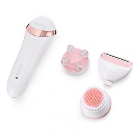 BRE650 Three-in-one Female Hair Remover Face Cleansing Electric Massager (PINK)