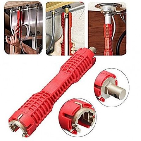 Faucet and Sink Installer Multifunctional Water Pipe Wrench (RED)