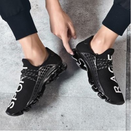 Trendy Breathable Shock-absorbing Durable Sports Shoes for Men (BLACK)
