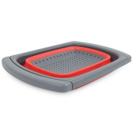 Plastic Rubber Adjustable Foldable Drain Basket (LAVA RED)