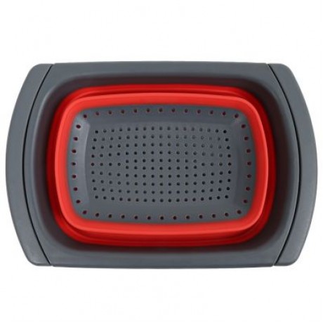 Plastic Rubber Adjustable Foldable Drain Basket (LAVA RED)
