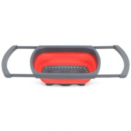Plastic Rubber Adjustable Foldable Drain Basket (LAVA RED)