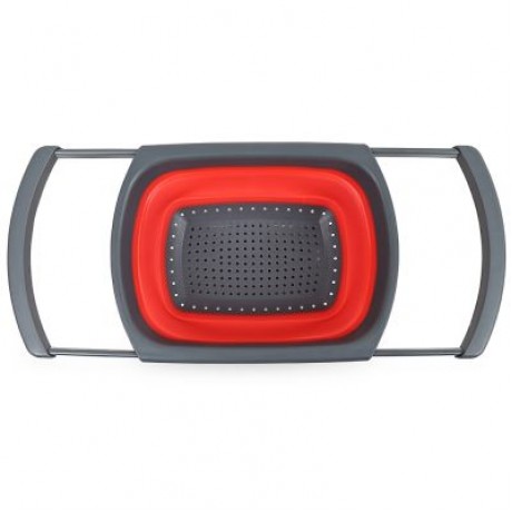 Plastic Rubber Adjustable Foldable Drain Basket (LAVA RED)