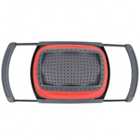 Plastic Rubber Adjustable Foldable Drain Basket (LAVA RED)