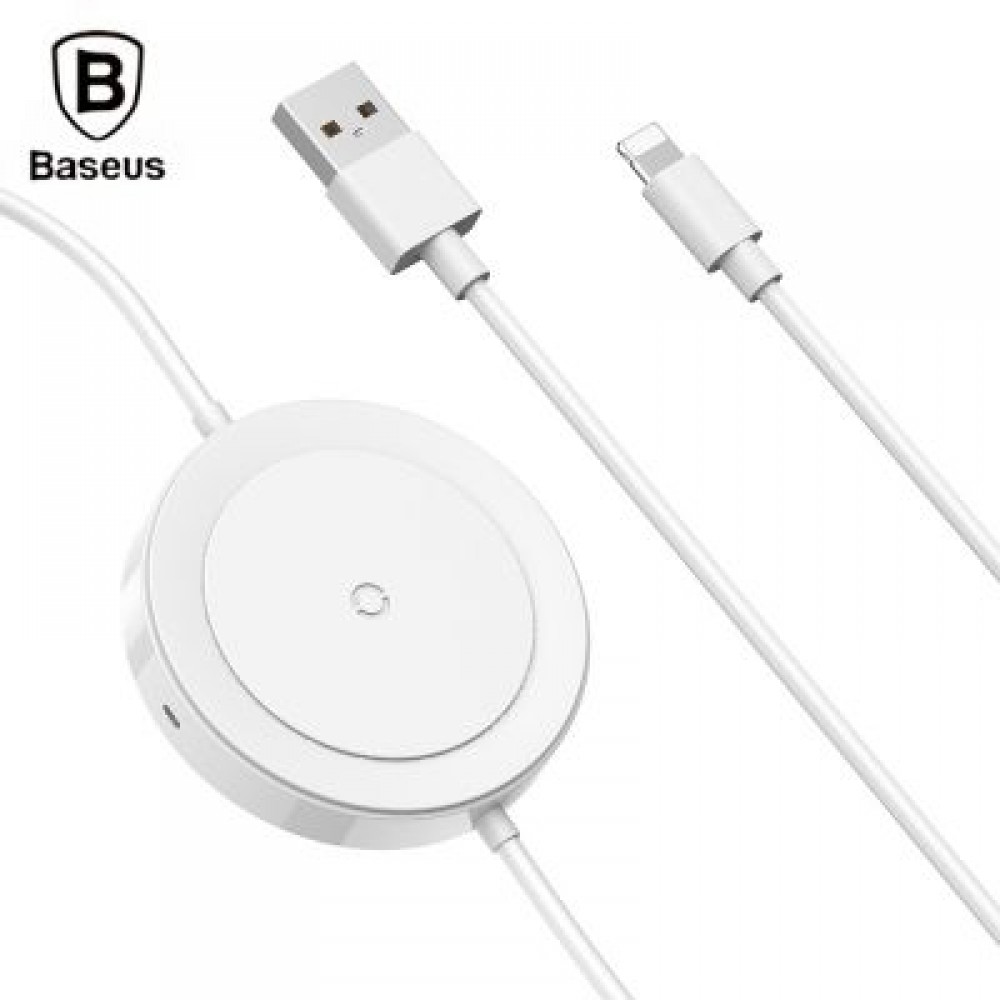 Baseus BSWC - P15 8 Pin Cable Wireless Charger 5W Data Transmission (WHITE)