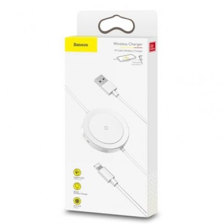 Baseus BSWC - P15 8 Pin Cable Wireless Charger 5W Data Transmission (WHITE)