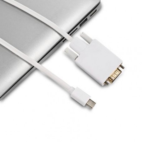 Mini DisplayPort to VGA Cable High Resolution Support 1920 x 1200 (WHITE)