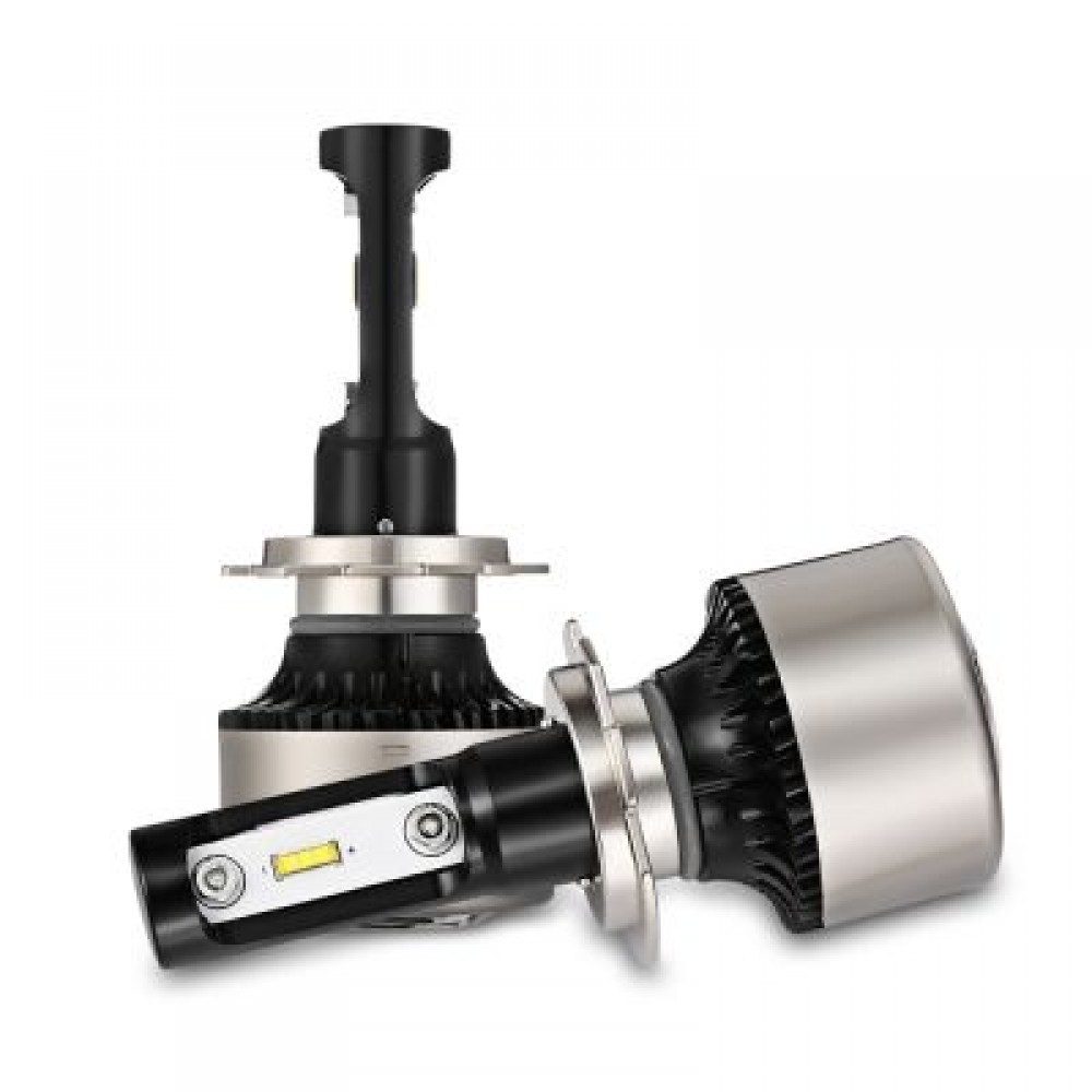2PCS F5S 12V H7 Car SMD LED Headlight 6000lm 6500K Front Lamp (BLACK)