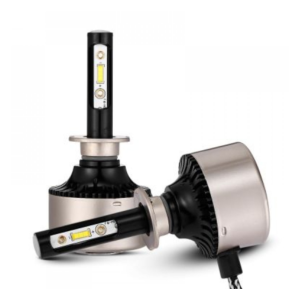 2PCS F5S 12V H3 Car SMD LED Headlight 6000lm 6500K Front Lamp (BLACK)