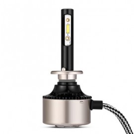 2PCS F5S 12V H1 Car SMD LED Headlight 6000lm 6500K Front Lamp (BLACK)