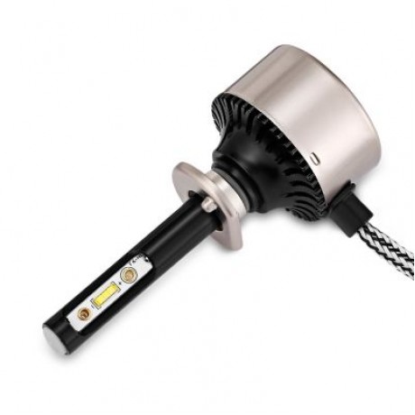 2PCS F5S 12V H1 Car SMD LED Headlight 6000lm 6500K Front Lamp (BLACK)