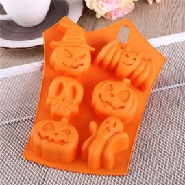Creative Happy Halloween Silicone Pumpkin Cake Silicone Mold Kitchen Bake Tools (ORANGE)