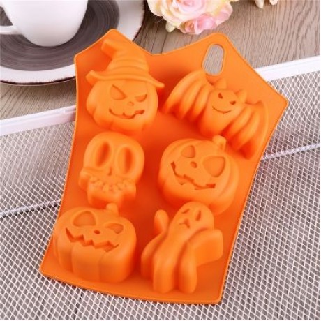 Creative Happy Halloween Silicone Pumpkin Cake Silicone Mold Kitchen Bake Tools (ORANGE)