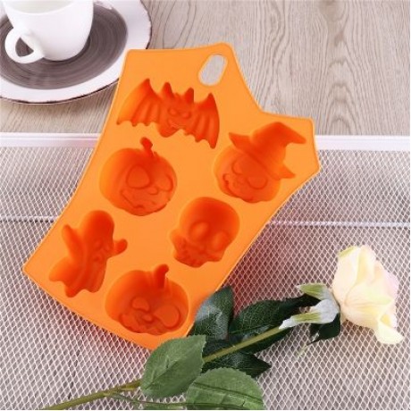 Creative Happy Halloween Silicone Pumpkin Cake Silicone Mold Kitchen Bake Tools (ORANGE)