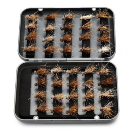 Outlife 27841 - A 40pcs Handmade Fly Fishing Insects Lures with Storage Box (DARK GRAY)
