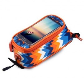 ROSWHEEL 4.8 INCH TOUCH SCREEN BICYCLE FRONT TUBE PHONE BAG HOLDER HANDLEBAR POUCH (ORANGE