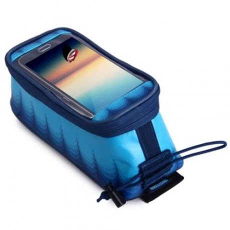 ROSWHEEL 4.8 INCH TOUCH SCREEN BICYCLE FRONT TUBE PHONE BAG HOLDER HANDLEBAR POUCH (DEEP B