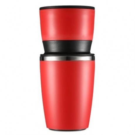 Multifunctional Portable Manual Coffee Maker Grinder Cup for Home Travel  (CHESTNUT RED)