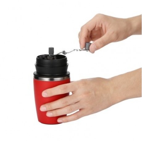 Multifunctional Portable Manual Coffee Maker Grinder Cup for Home Travel  (CHESTNUT RED)
