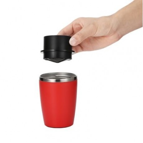 Multifunctional Portable Manual Coffee Maker Grinder Cup for Home Travel  (CHESTNUT RED)