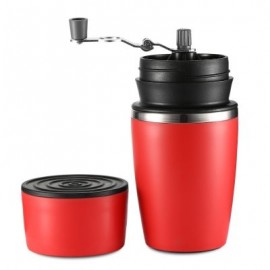 Multifunctional Portable Manual Coffee Maker Grinder Cup for Home Travel  (CHESTNUT RED)