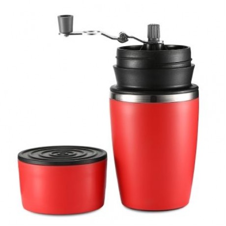 Multifunctional Portable Manual Coffee Maker Grinder Cup for Home Travel  (CHESTNUT RED)