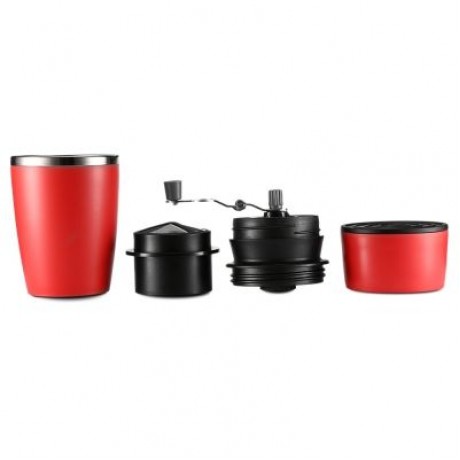 Multifunctional Portable Manual Coffee Maker Grinder Cup for Home Travel  (CHESTNUT RED)
