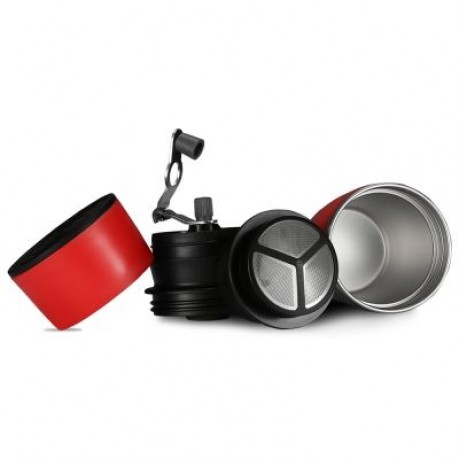 Multifunctional Portable Manual Coffee Maker Grinder Cup for Home Travel  (CHESTNUT RED)