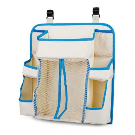 Baby Bed Room Nursery Hanging Organizer Crib Storage Tidy Bag (WHITE)