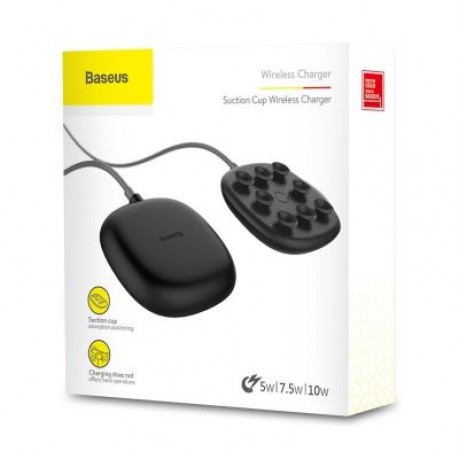 Baseus Suction Cup Wireless Charger Portable Silicone 10W (BLACK)