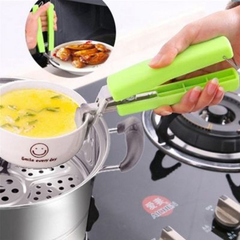 Stainless Steel Anti-hot Bowl Clippers for Container / Barbecue Frame (GREEN)