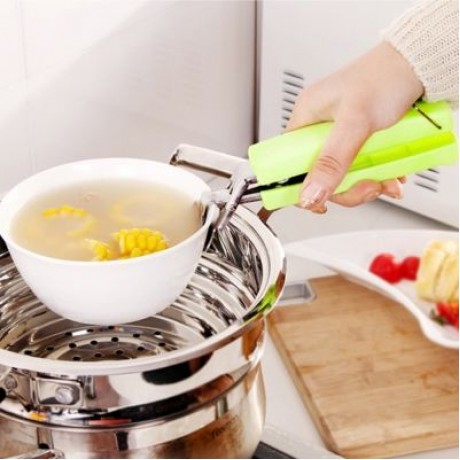 Stainless Steel Anti-hot Bowl Clippers for Container / Barbecue Frame (GREEN)