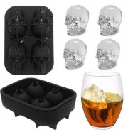 3D Skull Silicone Mold Cool Ice Cube Tray Maker Home Kitchen DIY Mould Tools (BLACK)