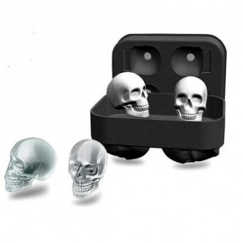 3D Skull Silicone Mold Cool Ice Cube Tray Maker Home Kitchen DIY Mould Tools (BLACK)