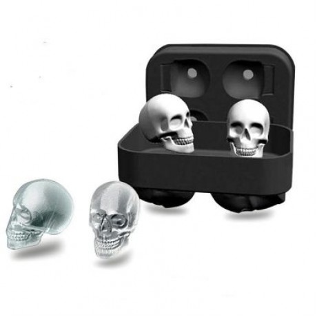 3D Skull Silicone Mold Cool Ice Cube Tray Maker Home Kitchen DIY Mould Tools (BLACK)