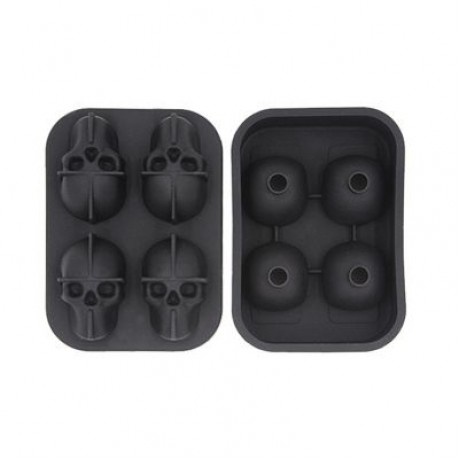 3D Skull Silicone Mold Cool Ice Cube Tray Maker Home Kitchen DIY Mould Tools (BLACK)