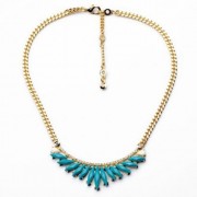 FAUX GEMSTONE ADJUSTABLE PENDANT NECKLACE (BLUE)