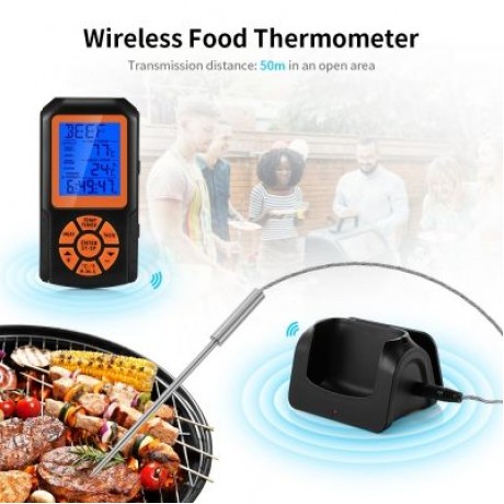 TS - K35 Wireless Food Thermometer Instant-read LCD Screen for Household Use (ORANGE)