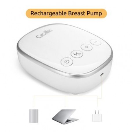 GBlife N1 Personal Electric Breast Pump Rechargeable Dual Passages Bottle Teat (WHITE)