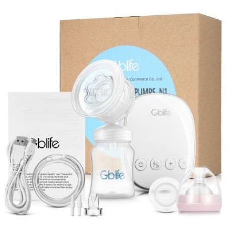 GBlife N1 Personal Electric Breast Pump Rechargeable Dual Passages Bottle Teat (WHITE)