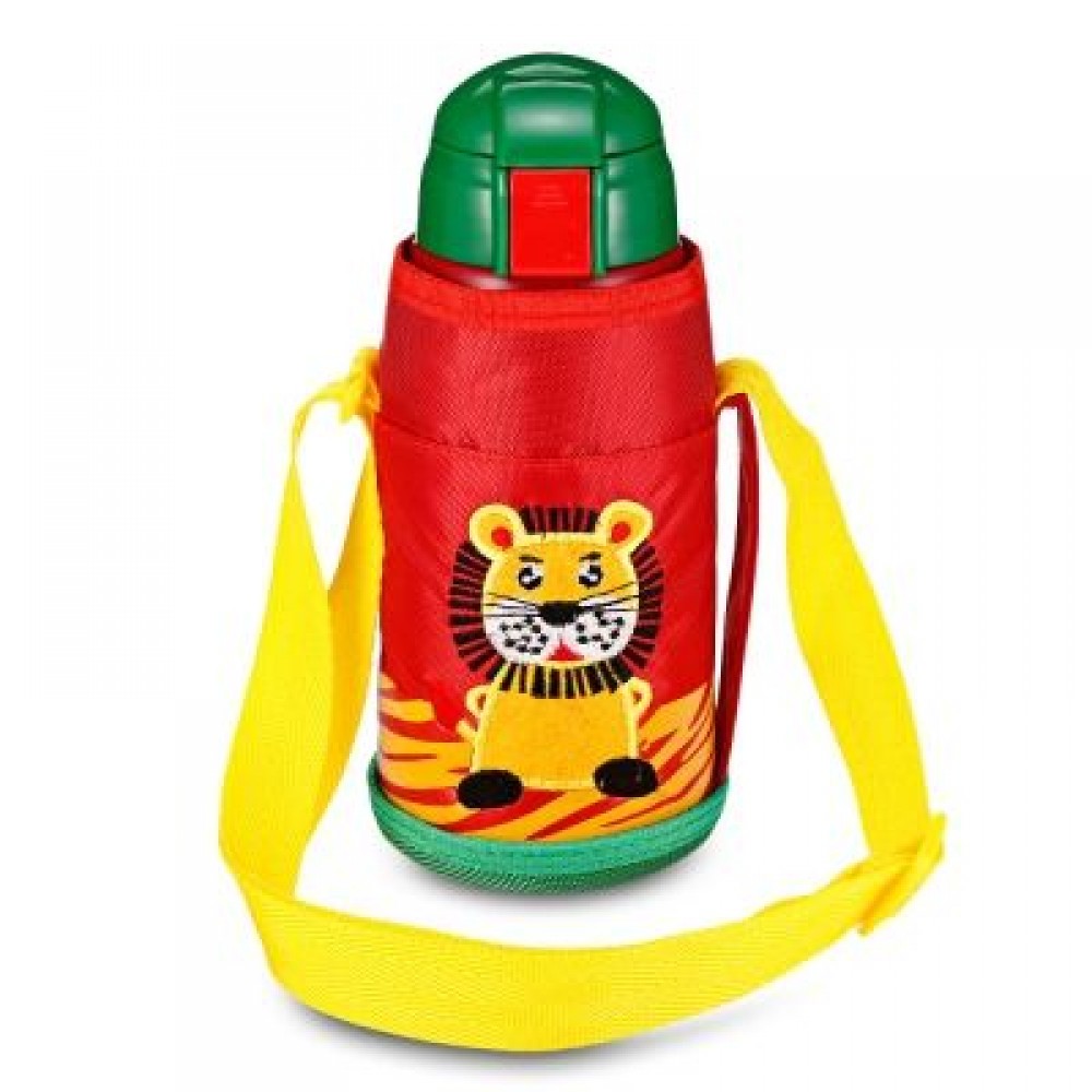DA22 - C60 Children Stainless Steel Vacuum Cup With Straw 2 Caps 600ml (LAVA RED)