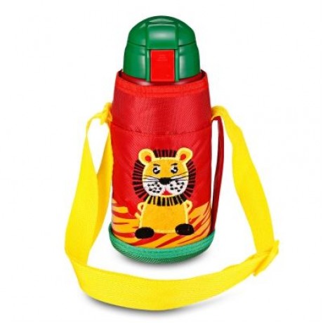 DA22 - C60 Children Stainless Steel Vacuum Cup With Straw 2 Caps 600ml (LAVA RED)